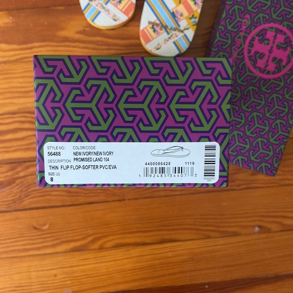 Tory Burch Yellow & White Garden Flip Flops - Picture 6 of 6